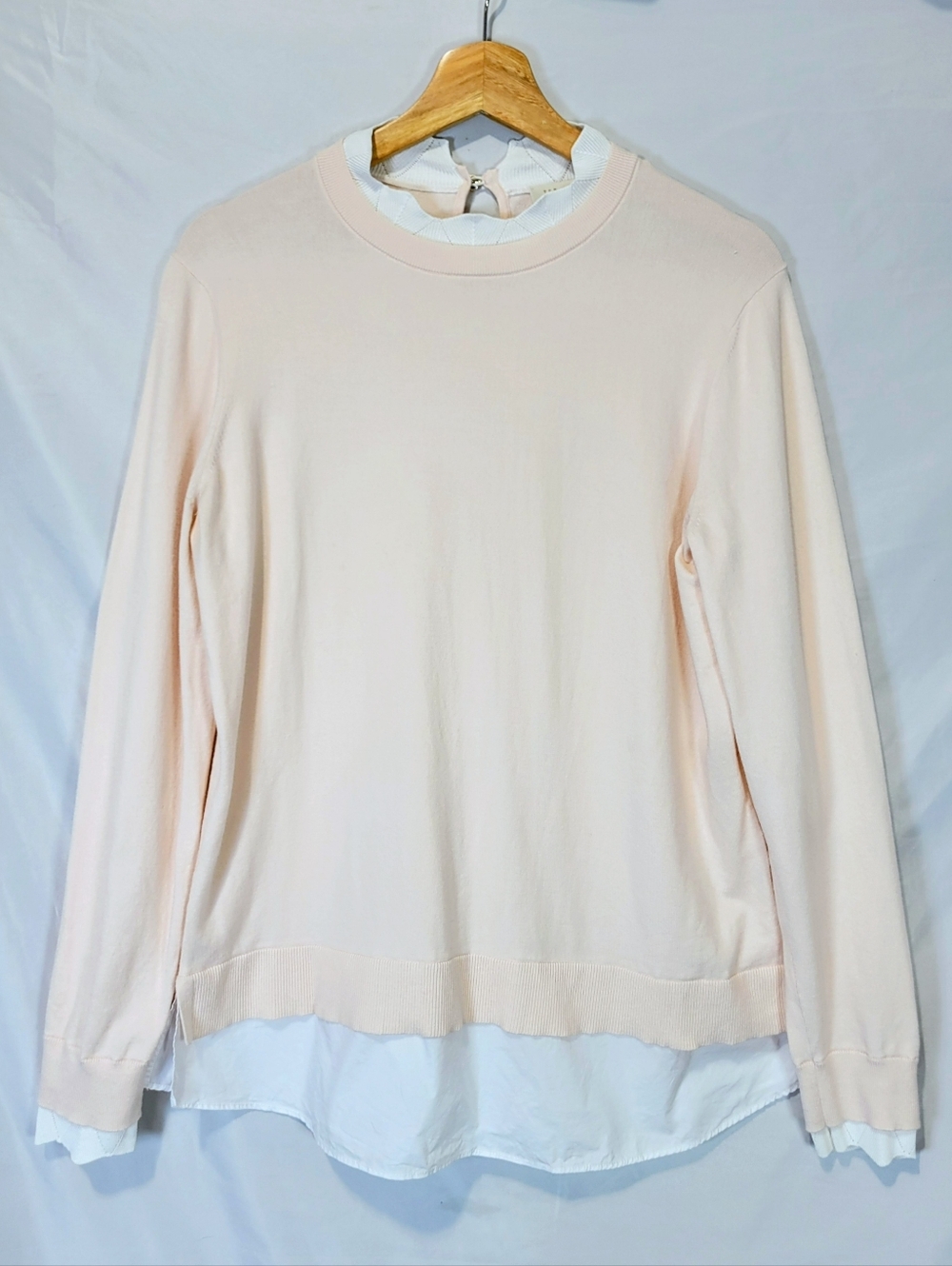 Ted Baker Kaarina Blush Mock-Neck Layered Sweater Overlay Old money Quiet Luxury